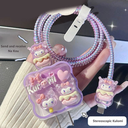 Hello Kitty Kuromi Charger Data Cable Case Protector And Winding Kit For 18W 20W Fast Charger Adapter Phone Charger Case