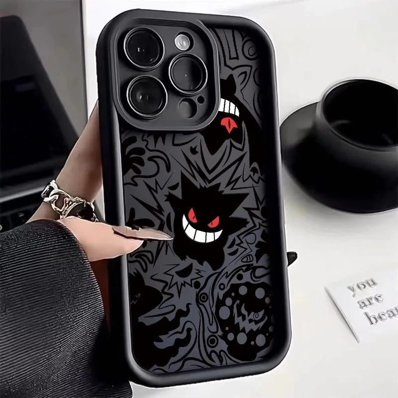 Pokemon Gengar Phone Case for iPhone 15 14 13 12 Mini 11 Pro Max XS X XR 8 7 6S 6 Plus SE 2020 Liquid Silicone Shockproof Cover