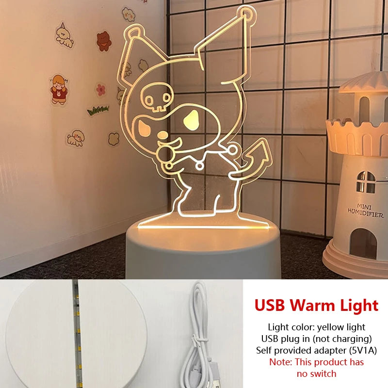 Hello Kitty KEROKERO KEROPPI My melody Creative Cartoon Bedside Night Light Atmosphere Light Kawaii Girl Heart Birthday Gift