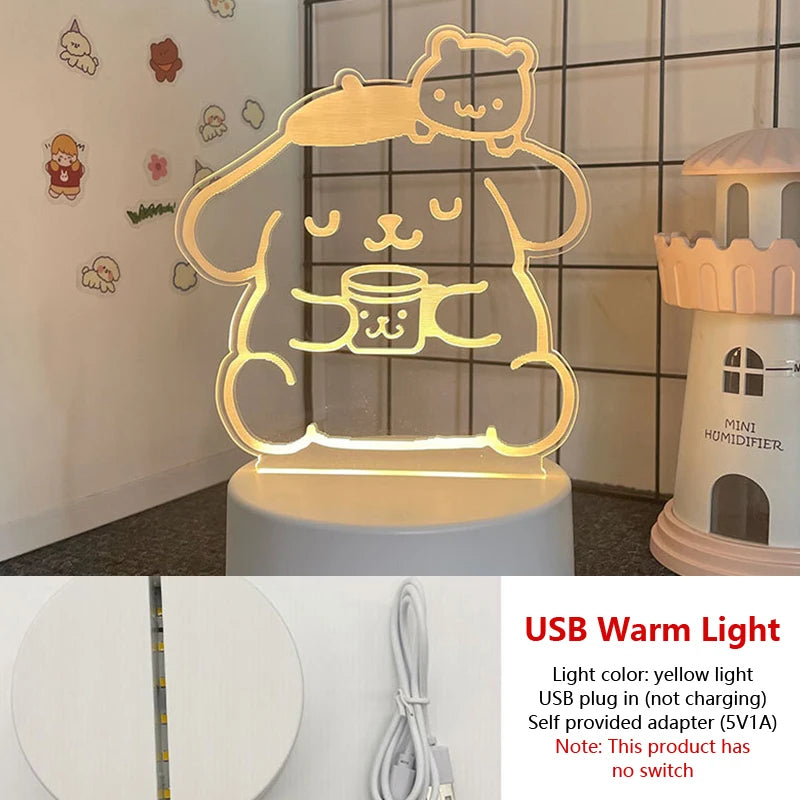 Hello Kitty KEROKERO KEROPPI My melody Creative Cartoon Bedside Night Light Atmosphere Light Kawaii Girl Heart Birthday Gift