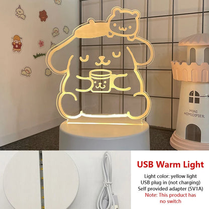 Hello Kitty KEROKERO KEROPPI My melody Creative Cartoon Bedside Night Light Atmosphere Light Kawaii Girl Heart Birthday Gift