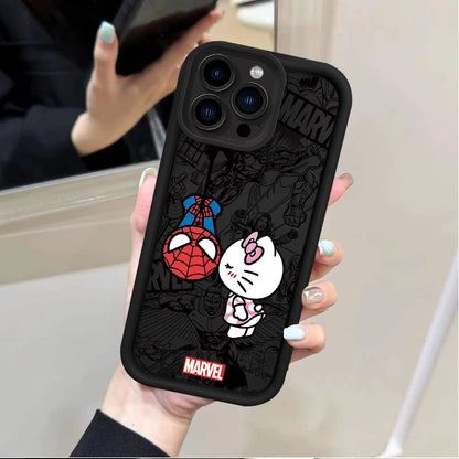 Marvel Spider Man Cat Liquid Silicone Phone Case For iPhone 15 Pro Max 14 13 12 11 X XS XR 7 8 Plus SE 2020 Soft Protect Cover