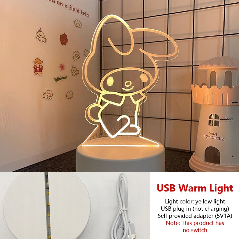 Hello Kitty KEROKERO KEROPPI My melody Creative Cartoon Bedside Night Light Atmosphere Light Kawaii Girl Heart Birthday Gift