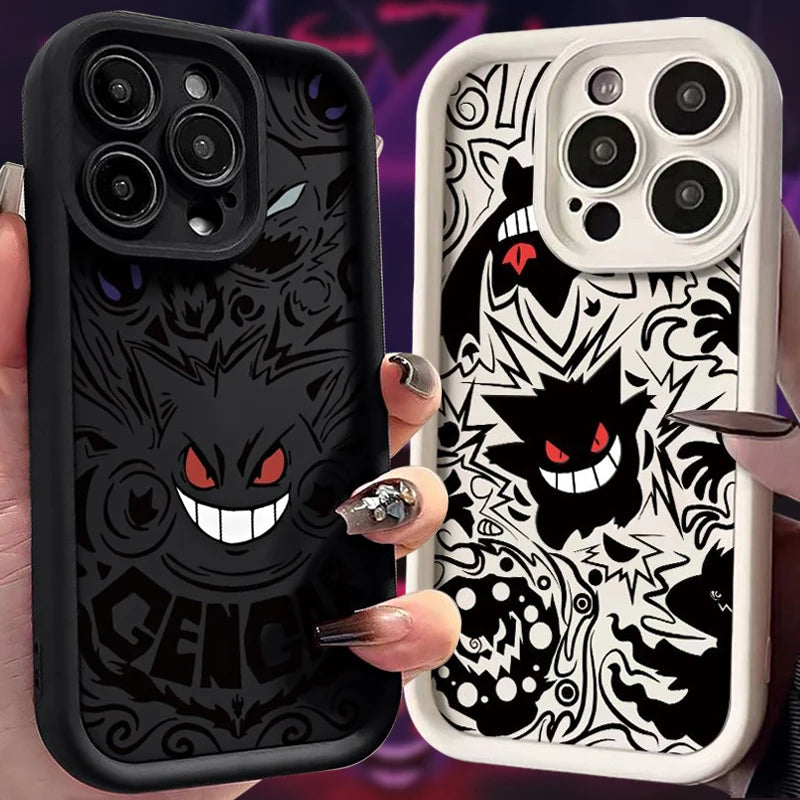 Pokemon Gengar Phone Case for iPhone 15 14 13 12 Mini 11 Pro Max XS X XR 8 7 6S 6 Plus SE 2020 Liquid Silicone Shockproof Cover