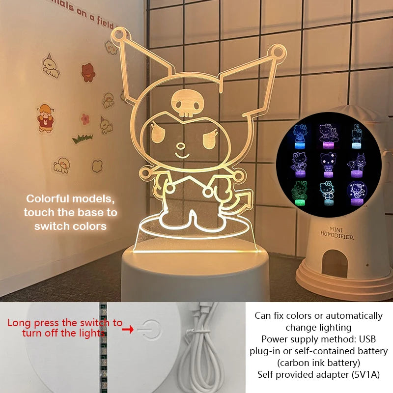 Hello Kitty KEROKERO KEROPPI My melody Creative Cartoon Bedside Night Light Atmosphere Light Kawaii Girl Heart Birthday Gift