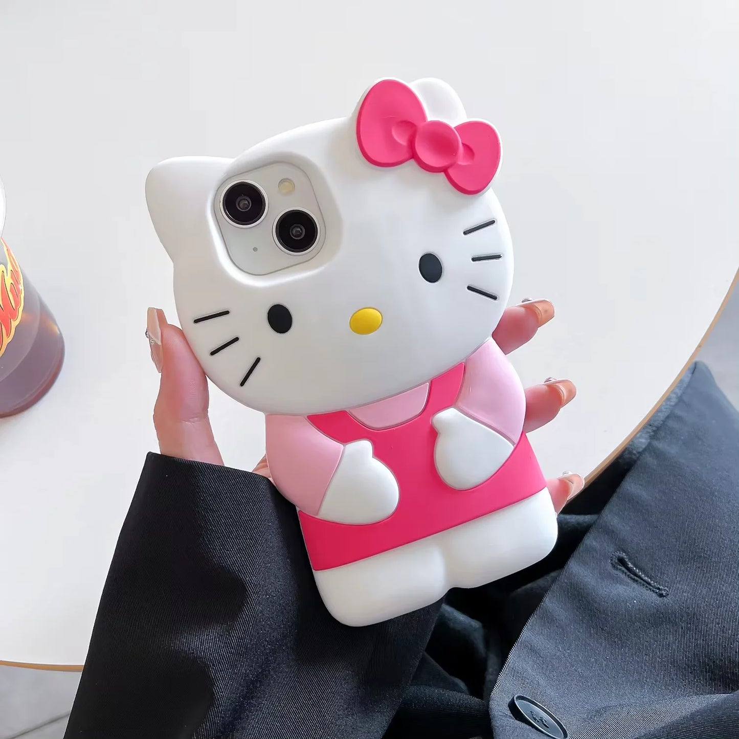 For iPhone 16 15 14 Plus 13 Pro Max 12 Mini 11 X XS Max XR 7 8 SE Color Bowknot Hello Kitty Cartoon Silicon Back Soft Phone Case