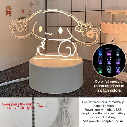 Hello Kitty KEROKERO KEROPPI My melody Creative Cartoon Bedside Night Light Atmosphere Light Kawaii Girl Heart Birthday Gift