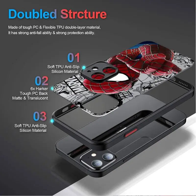 Marvel Spider-Man Venom Cover Phone Case for iPhone 11 12 Mini 13 14 16 15 Pro 15 16 Pro Max Matte Hard Shell