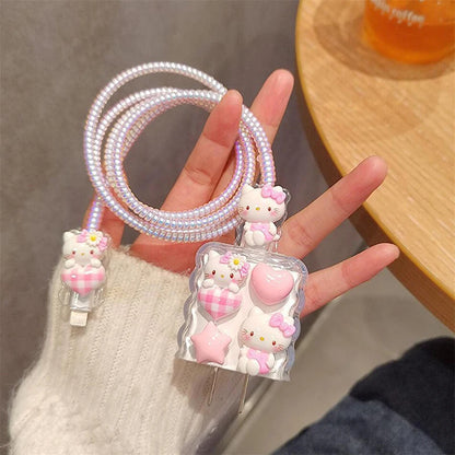 Hello Kitty Kuromi Charger Data Cable Case Protector And Winding Kit For 18W 20W Fast Charger Adapter Phone Charger Case