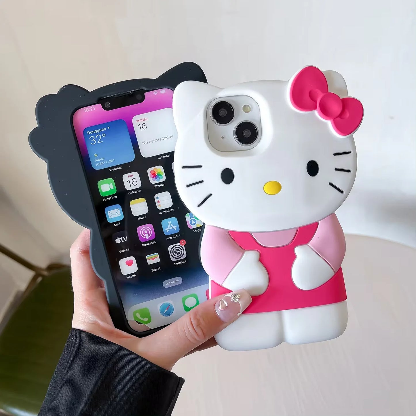 For iPhone 16 15 14 Plus 13 Pro Max 12 Mini 11 X XS Max XR 7 8 SE Color Bowknot Hello Kitty Cartoon Silicon Back Soft Phone Case