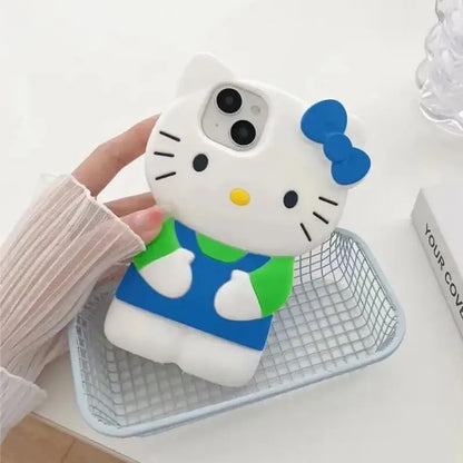 For iPhone 16 15 14 Plus 13 Pro Max 12 Mini 11 X XS Max XR 7 8 SE Color Bowknot Hello Kitty Cartoon Silicon Back Soft Phone Case